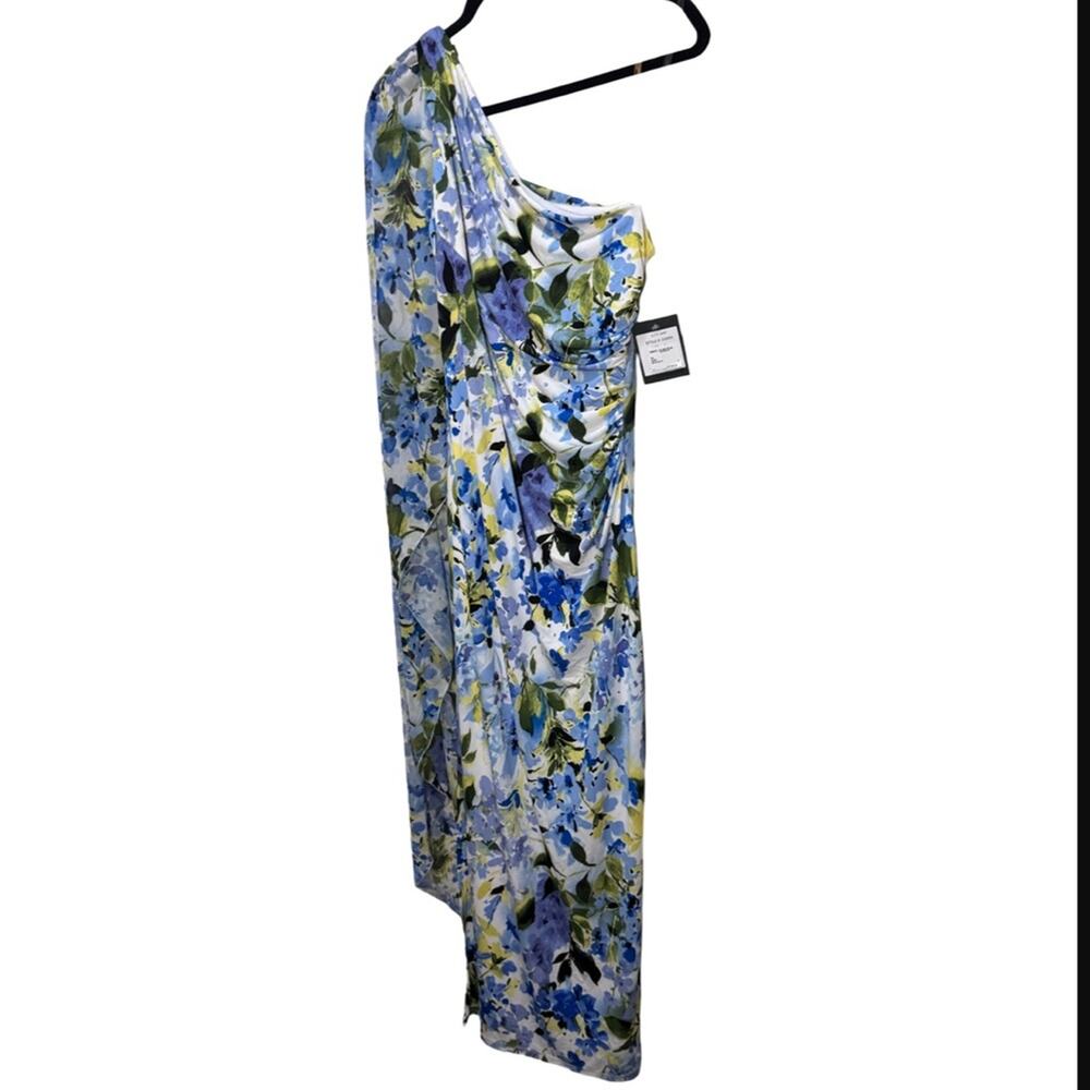 Marina Floral One Shoulder Maxi Dress - Green Multi Size 6 - Picture 4 of 8